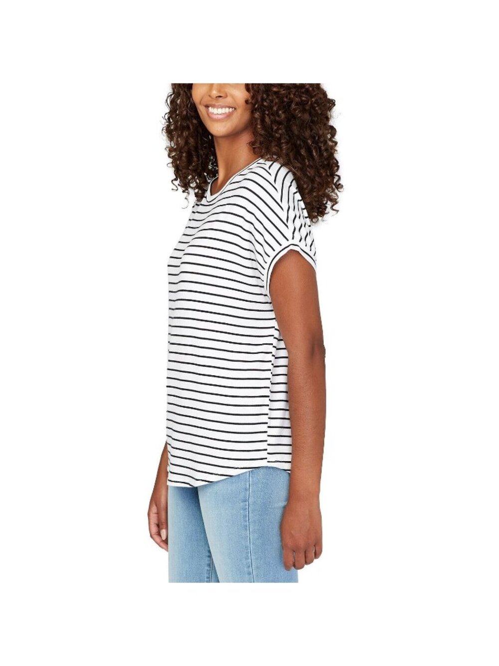 Buffalo David Britton Women's Crewneck French Terry Top in Black/White - Size M